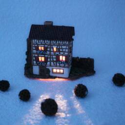 Handcrafted Ceramic Tealight Holder - Miniature Replica Of The House in Argon Thurgau Switzerland - thumbnail 2