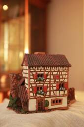 Handcrafted Ceramic Tealight Holder - Miniature Replica Of The House in Argon Thurgau Switzerland - thumbnail 1