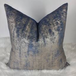 Ink Blue & Gold Shimmer Cushion Cover Abstract Painted Design New Home Luxury Designer Handmade Pillow