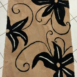Luxury Sheepskin Mat Brown & Black Color With Flowers . Sheepskin Rug - thumbnail 3