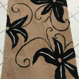 Luxury Sheepskin Mat Brown & Black Color With Flowers . Sheepskin Rug - thumbnail 2