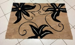 Luxury Sheepskin Mat Brown & Black Color With Flowers . Sheepskin Rug - thumbnail 1