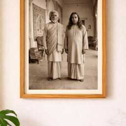 Paramahansa Yogananda With Sri Yukteswar Unframed Photo - Spiritual Home Wall Decor - thumbnail 2