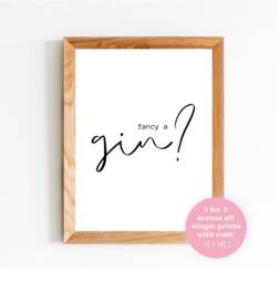 Fancy A Gin Kitchen Wall Art Print A4 - Kitchen Print Wall Art - thumbnail 1