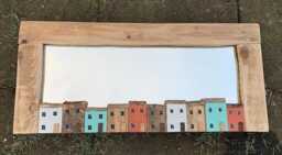 Funckles Driftwood Mirror Nautical Cottages - Burnt Orange & Rich Mint