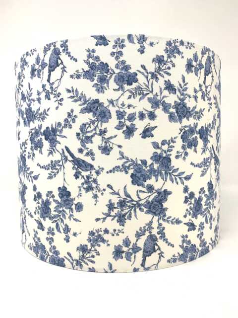 Toile De Jouy Lampshade Bird & Floral Print, Blue & White - image 1