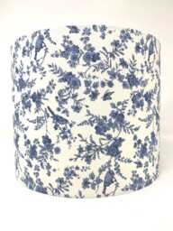 Toile De Jouy Lampshade Bird & Floral Print, Blue & White - thumbnail 1