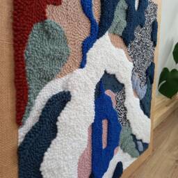 Textured Yarn Wall Art, Japandi Woven Tapestry, Ocean Wave Sculpture - thumbnail 2
