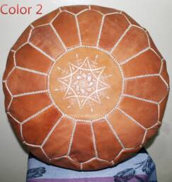 Handmade Moroccan Leather Pouf Round Ottoman Footstool - 7 Colors, Unstuffed 20x12