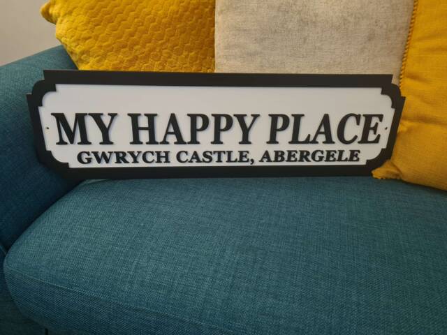 My Happy Place - Street Sign 3D Look Personalised Wall Mount Mdf Decor Gift Present Home Laser Cut 3 Sizes - image 1