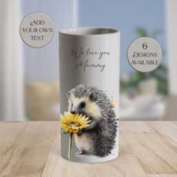 Personalized Watercolour Hedgehog Ceramic Vase/Flower Pot - Custom Text, Perfect Mother's Day Gift - thumbnail 2