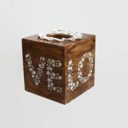 Tissue Box Cover Love Wedding Theme Gift Square Tissue Shabby Chic Romantic Style Wooden Rustic Wedding - thumbnail 3