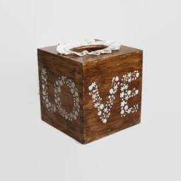 Tissue Box Cover Love Wedding Theme Gift Square Tissue Shabby Chic Romantic Style Wooden Rustic Wedding - thumbnail 2