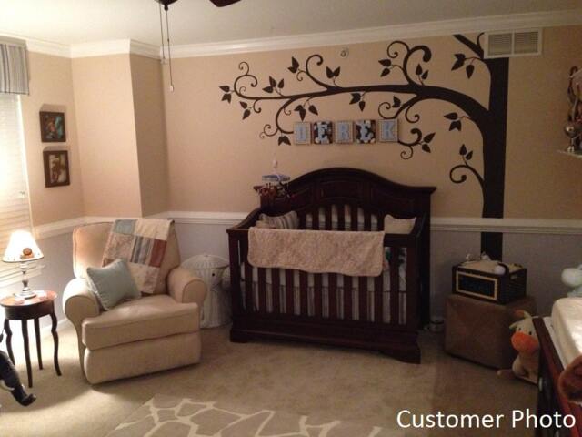 Large Corner Tree Wall Decal - Nursery Mural Art - 95x95 - image 1