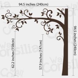 Large Corner Tree Wall Decal - Nursery Mural Art - 95x95 - thumbnail 2