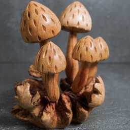 Handmade Wooden Mushroom Figurine Natural Indonesian Wood Carving 6 - thumbnail 4