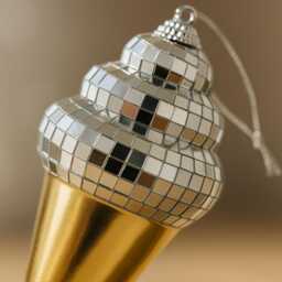 Disco Ice Cream Cone Ornament - Mirrored Hanging Decor Personalised Option - thumbnail 2