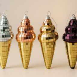 Disco Ice Cream Cone Ornament - Mirrored Hanging Decor Personalised Option - thumbnail 3