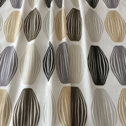 Cotton Curtains Cafe Kitchen Valance Panels Grey Brown Black Geometric in White Curtain - thumbnail 4