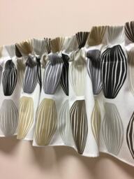 Cotton Curtains Cafe Kitchen Valance Panels Grey Brown Black Geometric in White Curtain