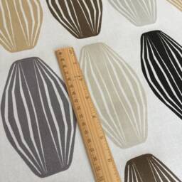 Cotton Curtains Cafe Kitchen Valance Panels Grey Brown Black Geometric in White Curtain - thumbnail 3