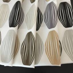 Cotton Curtains Cafe Kitchen Valance Panels Grey Brown Black Geometric in White Curtain - thumbnail 2