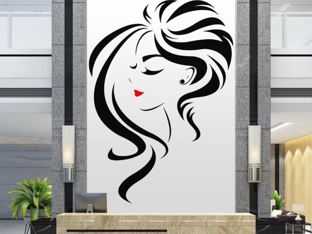 Woman Long Hair Salon Wall Decal Stylist Decor 2924 - image 1