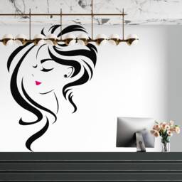 Woman Long Hair Salon Wall Decal Stylist Decor 2924 - thumbnail 3