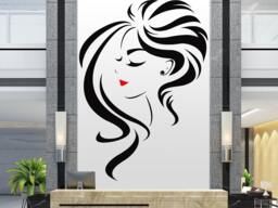 Woman Long Hair Salon Wall Decal Stylist Decor 2924 - thumbnail 1