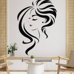 Woman Long Hair Salon Wall Decal Stylist Decor 2924 - thumbnail 2