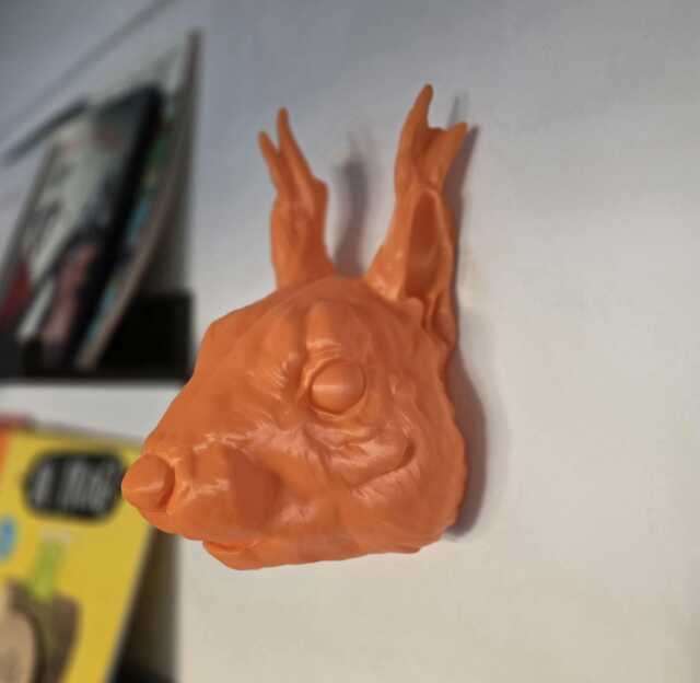Red Squirrel Head Wall Art - Animal Decor 3D Printed - image 1