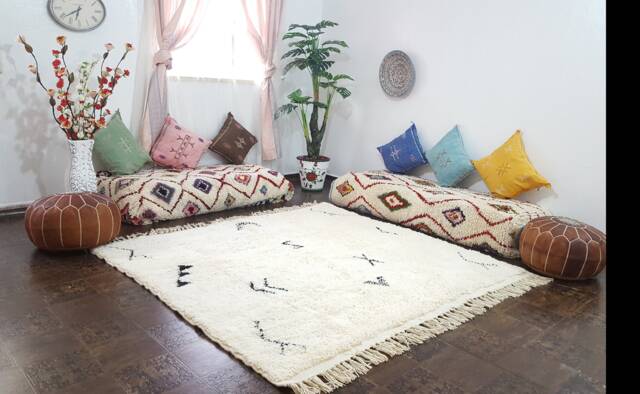 Moroccan Rug Handwoven Wool Carpet , Beni Ourain Rug, Moroccan Berber Rug Azilal Area Rugs - image 1