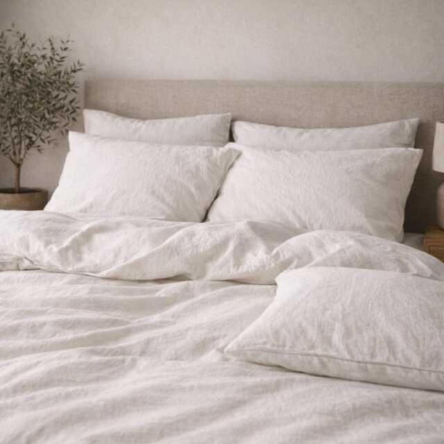 Washed Cotton Duvet Cover Set - Linen Look, Hidden Zipper - image 1