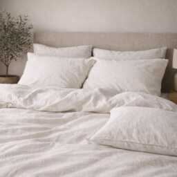 Washed Cotton Duvet Cover Set - Linen Look, Hidden Zipper