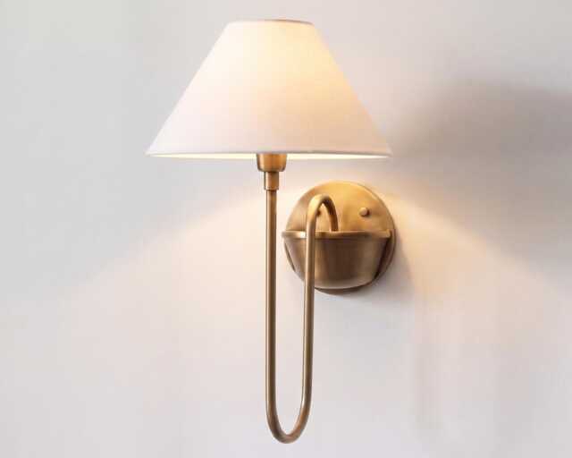Wall Light Antique Brass Fabric Shade Sconce, Vintage Modern Bedroom Lamp, Luxury Lighting Fixture - image 1