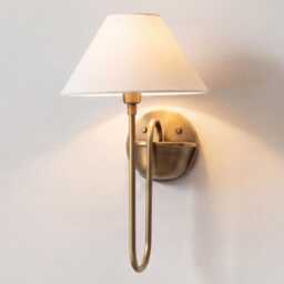 Wall Light Antique Brass Fabric Shade Sconce, Vintage Modern Bedroom Lamp, Luxury Lighting Fixture - thumbnail 3
