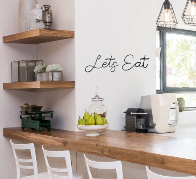 Lets Eat Wire Words Kitchen Dining Room Wall Art Decor, Lets Eat Sign Metal Gifts Home Decor - image 1
