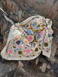 Hand Embroidered Suzani Blanket Throw - Boho Multicolor - thumbnail 1