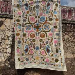 Hand Embroidered Suzani Blanket Throw - Boho Multicolor - thumbnail 3