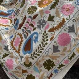 Hand Embroidered Suzani Blanket Throw - Boho Multicolor - thumbnail 2
