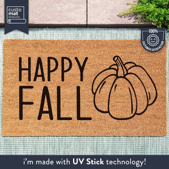 Fall Welcome Door Mat - Happy Seasonal Doormat Autumn Decor Home Halloween Pumpkin Autumnal Gifts - image 1