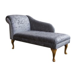 Handmade Grey Crushed Velvet Chaise Longue - thumbnail 1