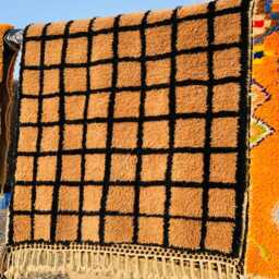 Brown & Black Grid Rug, Moroccan Shag Soft Wool Rug, Large Area Rug - thumbnail 3