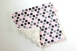 Dream Lovie. Security Blanket. Personalized Lovey. Faux Fur Pink Gray Dots. Mini Baby Minky Shower Gift - thumbnail 1