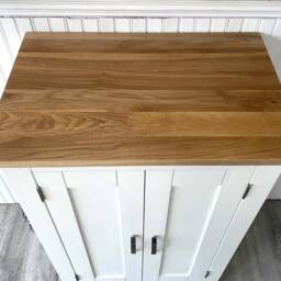 Slimline Oak Top - White Cloakroom Vanity Cabinet Bathroom Unit 310P - thumbnail 3