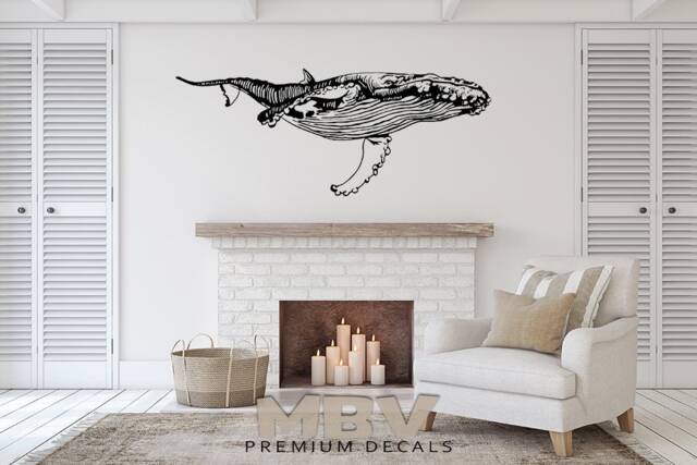 Humpback Whale Wall Decal Removable Vinyl Nursery Decor - image 1