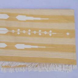 Multiple Sizes Yellow & White Stripes Handmade Cotton Rug Dhurrie - Colour - thumbnail 4