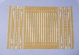Multiple Sizes Yellow & White Stripes Handmade Cotton Rug Dhurrie - Colour - thumbnail 1