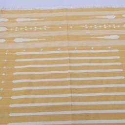 Multiple Sizes Yellow & White Stripes Handmade Cotton Rug Dhurrie - Colour - thumbnail 3