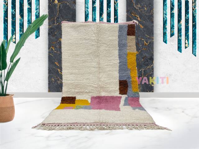 Yakiti - 5X8Ft Moroccan Rug, Beni Ourain Area Modern Wool Living Room Beniourain Handmade Soft Carpet, 147 cm X 260 - image 1